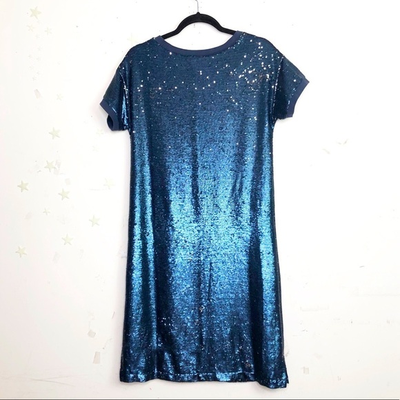 MOULINETTE Soeus Anthropologie Navy blue sequin dress - Picture 4 of 10